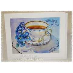 Laura Leeder Watercolor Print - Thinking of You  Tea Cup Card - "Treasured Moments"